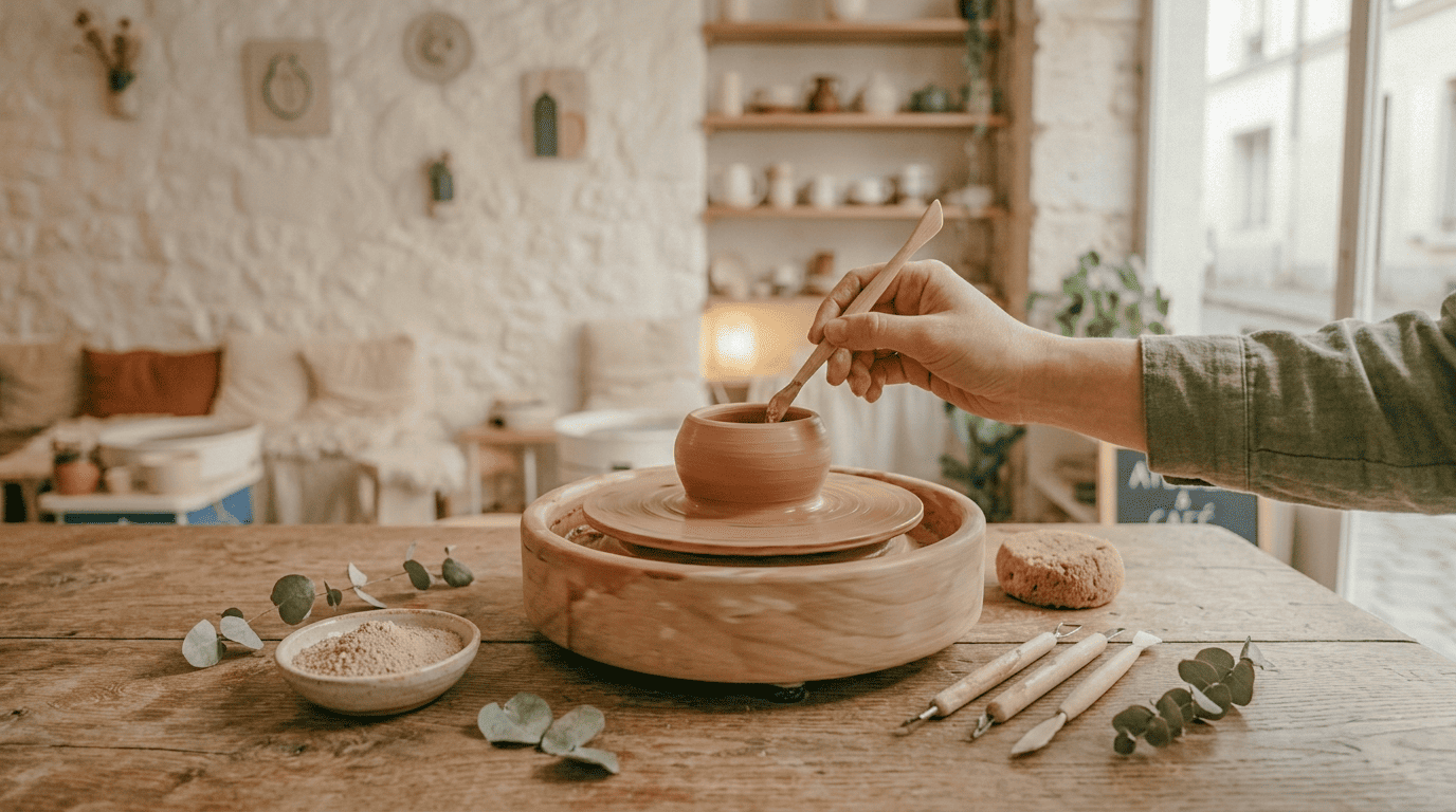 photo d'une main qui fait de la poterie